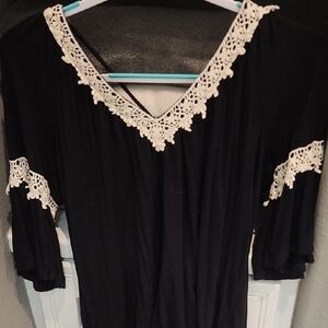 Black Dress with Lace Trim